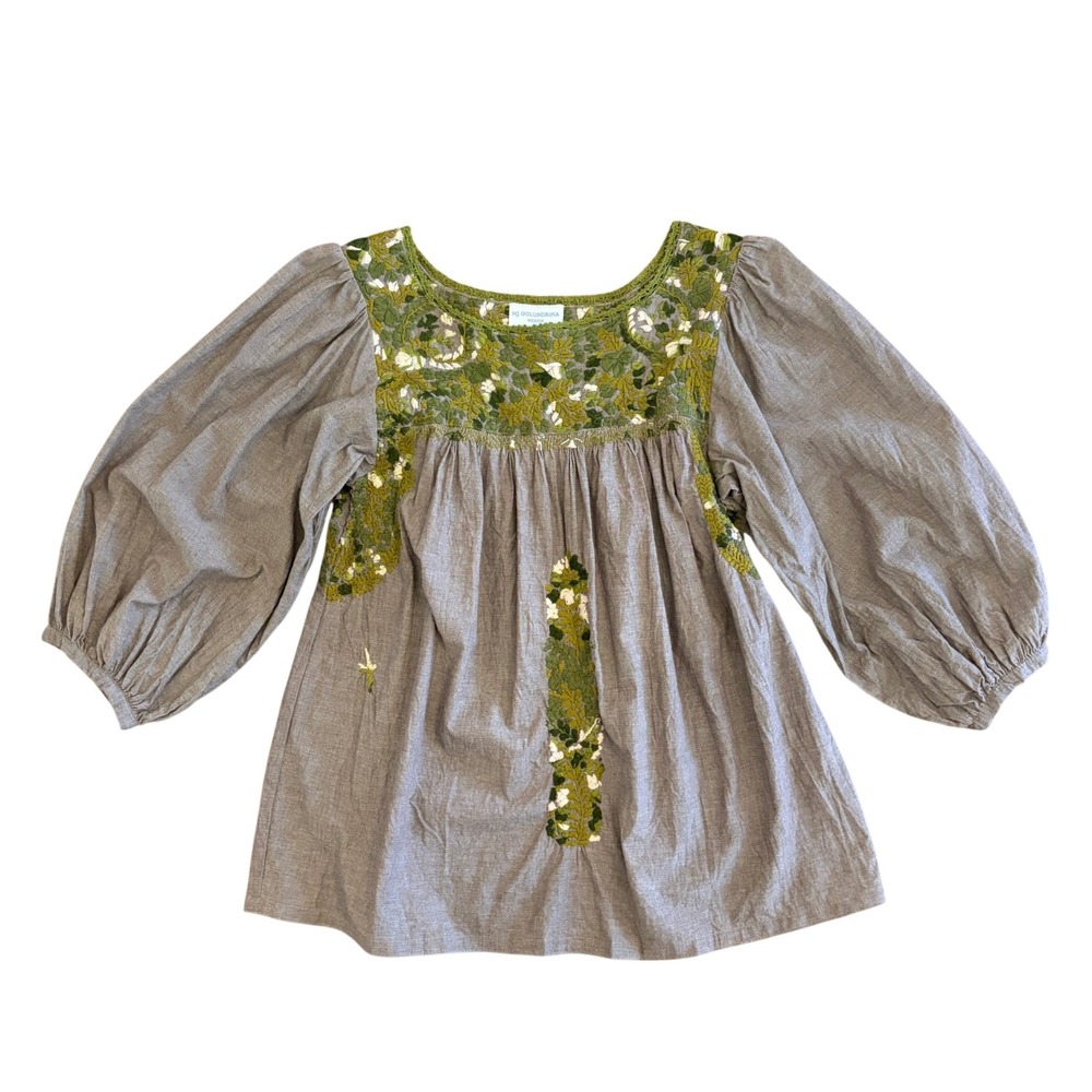 Mi Golondrina Catalina Embroidered Blouse Top S Floral Oaxacan Handmade Peasant - Picture 8 of 8